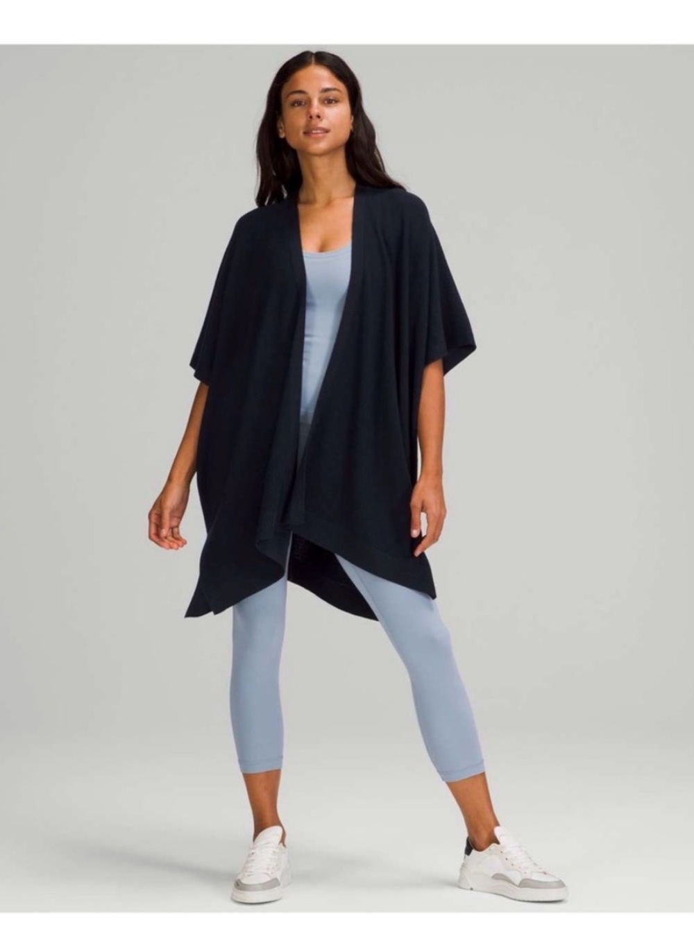 lululemon athletica Black Draped Open-Front Poncho